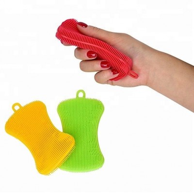 Silicone Kitchen Sponge and Scrubber Anti-bacterial Brush for Cleaning Dishes, Pots and Pans, Washing Fruit and Vegetables