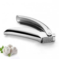 New Design Kitchen Tool High Quality Full Stainless Steel Garlic Press Chopper And Peeler Set With Cleaning Brush